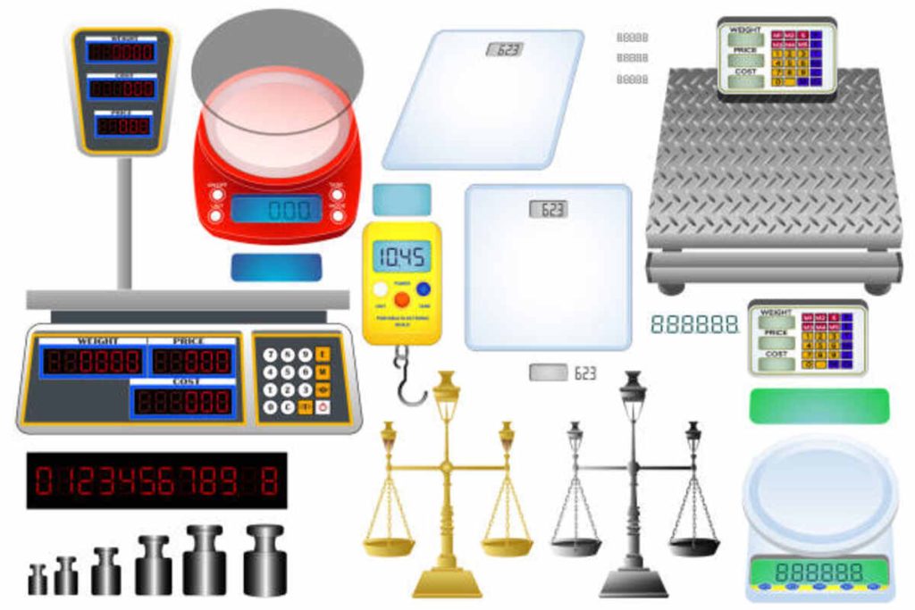 scales set isolated vector icons and illustrations