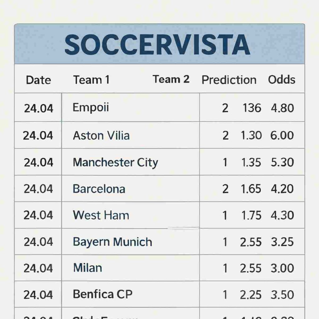 Soccervista Predictions: Analyzing Match Outcomes 2 banker of the day 1x2